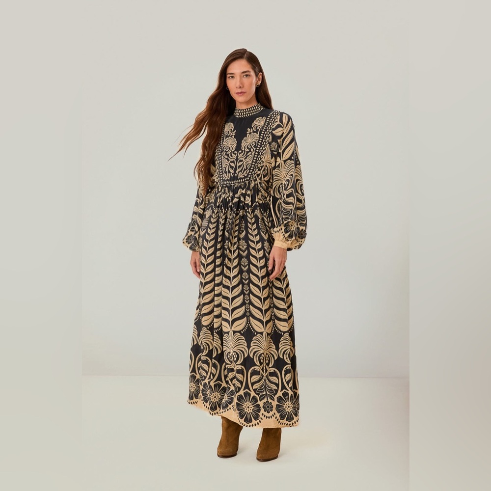 Farm Rio - Navy Blue Anika Tropical Splendor Maxi Dress - M